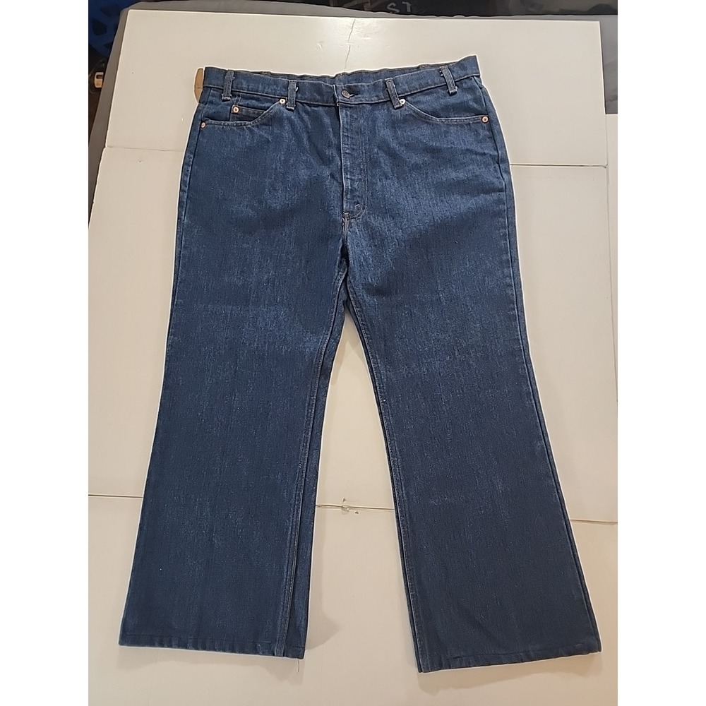 Vtg Levi's 517 Orange Tab Jeans 42x30‎ Mens Dark Wash Bootcut Made in USA Denim